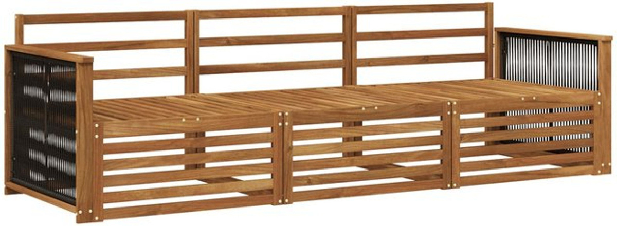vidaXL Outdoor-Sofagarnitur aus Massivholz Akazie in Braun, 3-teiliges modernes Loungemöbel-Set - Bild 1