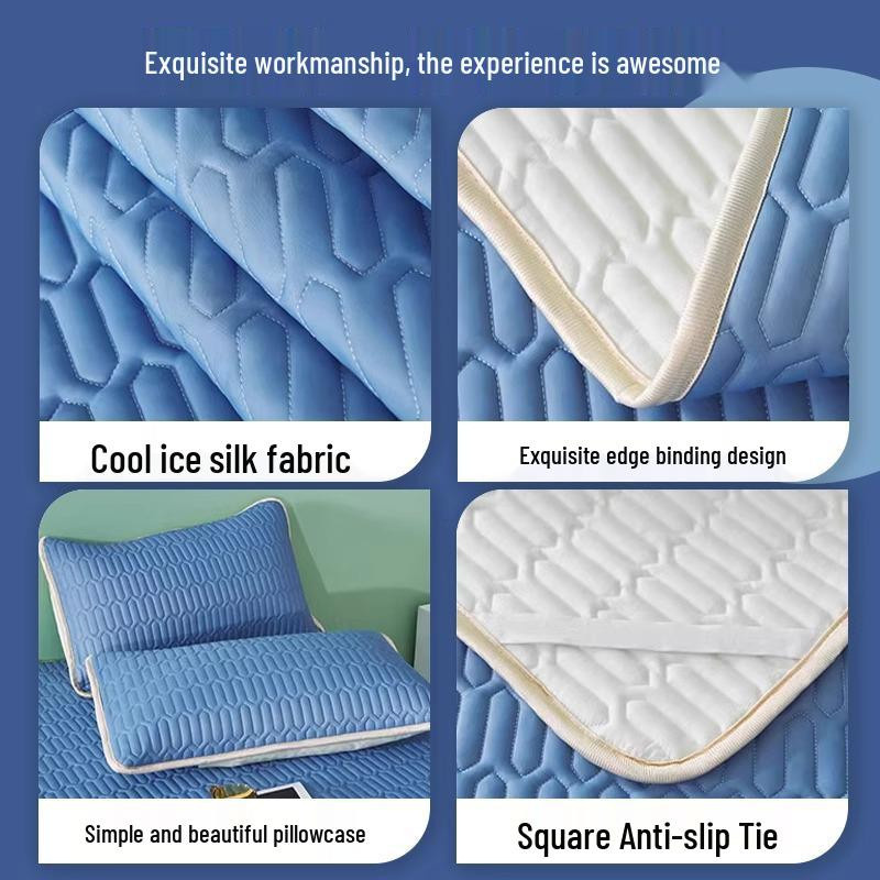 Sommer-EisSeide Kühlmatten-Set aus Latex, dreiteiliges weiches Kühlpad für Studentenbetten, Mehrfarbig, B/T: 60 x 120 cm - Bild 3