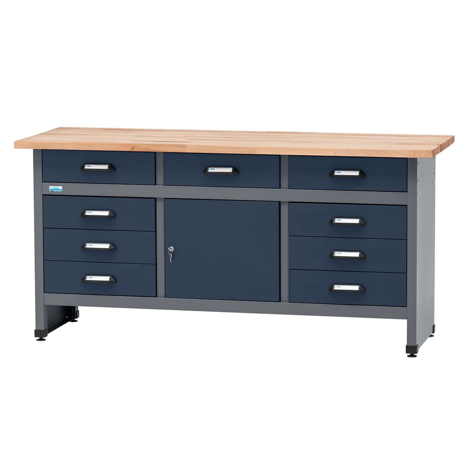 Küpper Werkbank mit 9 Schubladen und einer Tür, Dunkelblau-Hellgrau, B/T/H: 170 x 60 x 84 cm - Bild 2