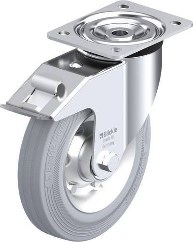 Blickle Lenkrolle L-V 200K-FI-SG mit Feststeller in Silber/Grau, Rad-Durchmesser: 200 mm, Tragfähigkeit: 205 kg - Bild 1