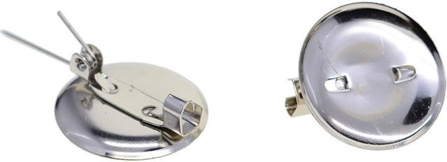100 Stück Blanko Anstecknadeln DIY Mall aus Metall in Grau und Silber, Durchmesser: 23 mm - Bild 1