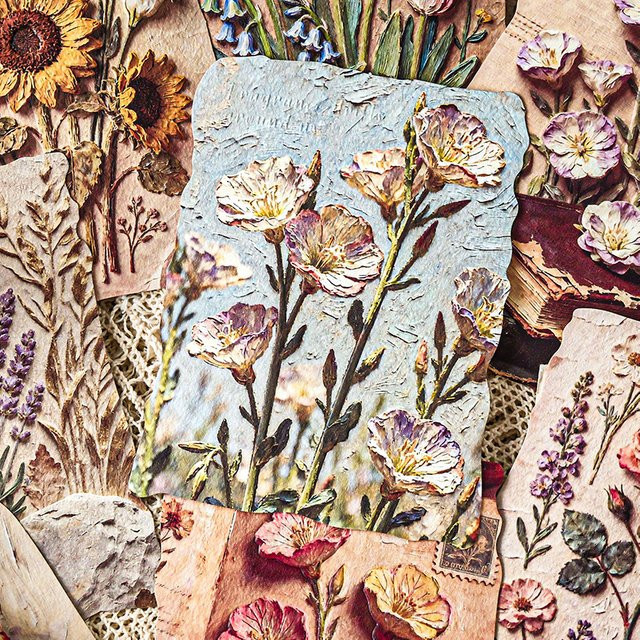 JIANQI Vintage Relief Texturpapier für DIY Scrapbooking und Junk Journal Collage, 10 Blatt, Mehrfarbig - Bild 1