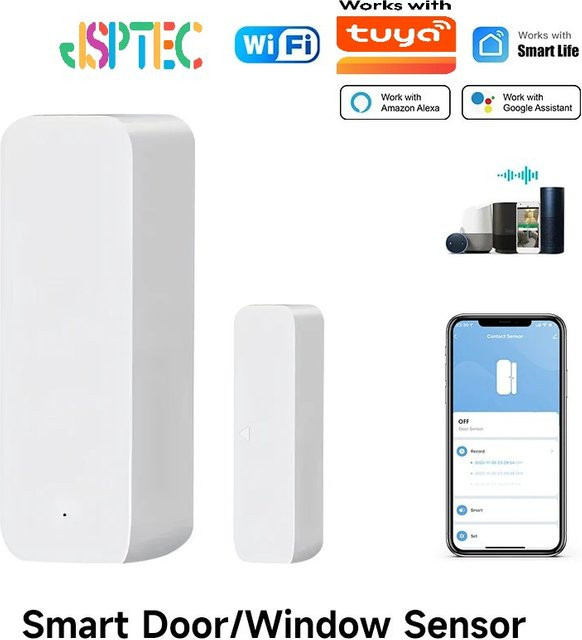 Tuya WiFi Smart Türsensor zur Überwachung von offen und geschlossen, Smart Home Sicherheitssystem mit App-Steuerung, Weiß - Bild 1