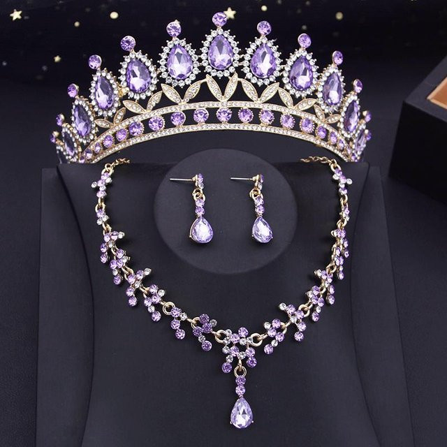 YIRAN Jewelry Schmuckset, Brautkrone, Halskette, Ohrringe, Damen - Bild 1