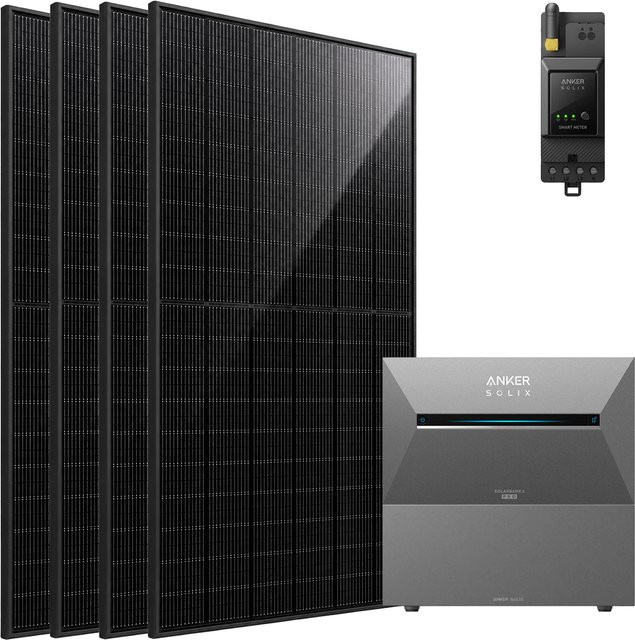 Anker SOLIX 3 Pro Balkonkraftwerk mit 2680Wh Speicher, 4 Solarmodulen à 500W und Smart Meter, Plug&Play Solarbank erweiterbar bis 16kWh - Bild 1