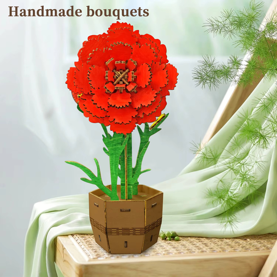 3D-Holzpuzzle Rose DIY Montagemodell als romantische Desktop-Dekoration für Hochzeit und Geburtstag - Bild 2