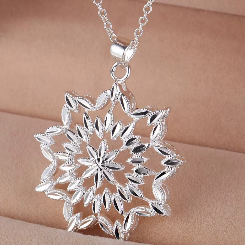 BJXMOSO Halskette mit Anhänger, 925 Silber, Blume, Damen - Bild 2