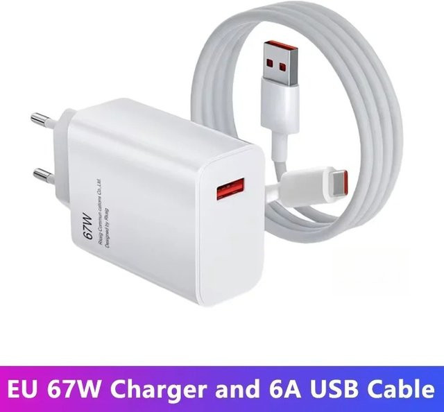 Xiaomi 67 W USB Wandladegerät mit 6A USB-C Kabel für Redmi und Xiaomi Smartphones in Weiß - Bild 1