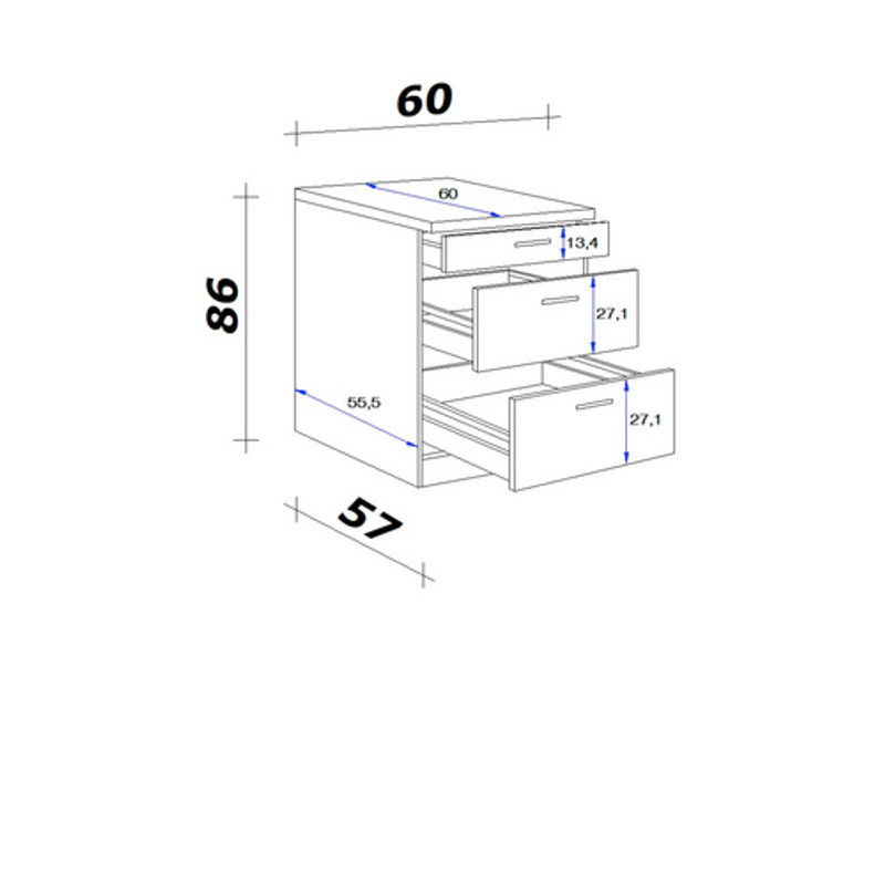 Flex-Well Küchen-Auszugsunterschrank Valero in Weiß-Hochglanz und Sonoma Eiche, Breite: 60 cm, Höhe: 86 cm, Tiefe: 40 cm - Bild 2