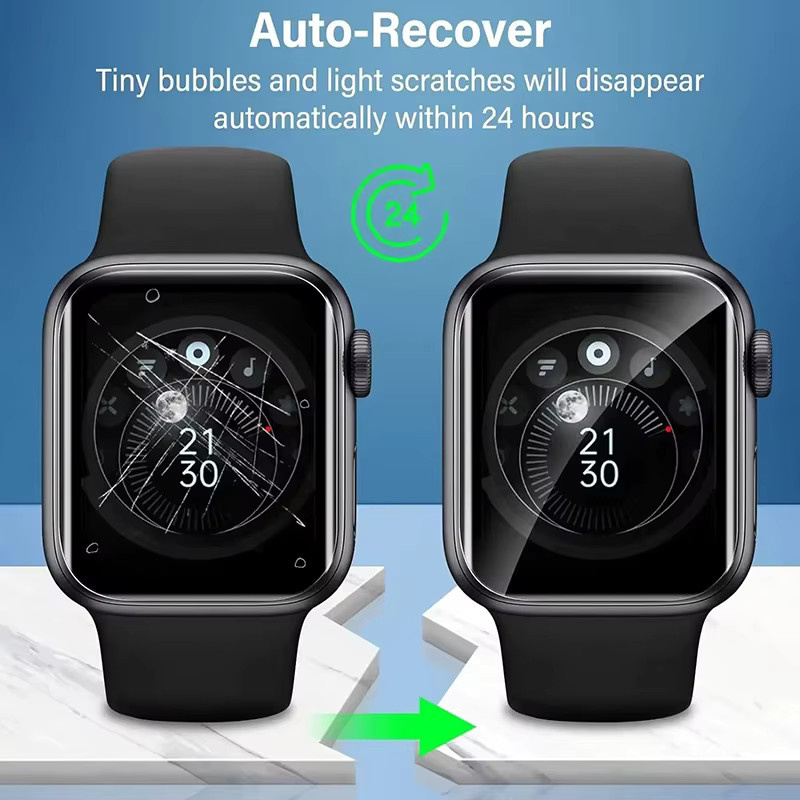 HD Hydrogel Displayschutzfolie für Apple Watch 9 8 7 6 5 Ultra 2 3 in Transparent - Bild 4