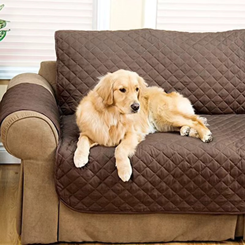 Otmagelu Wasserdichte Schonbezüge für Haustier-Sofas in Grau und Braun mit geometrischem Muster - Bild 2