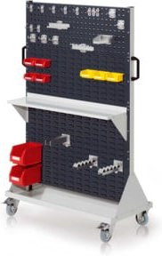 Kappes RasterMobil Rollbarer Rollwagen Gr. 4 in RAL 7035/7016 Grau mit 2 Lochplatten und 6 Schlitzplatten, abschließbar, Höhe: 158 cm - Bild 1