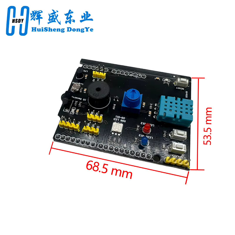 HUISHENGYUFA 9 in 1 Sensor Platine Multifunktions-Erweiterungskarte mit DHT11, LM35, RGB LED, IR Empfänger und Summer in Schwarz für Arduino Uno - Bild 1