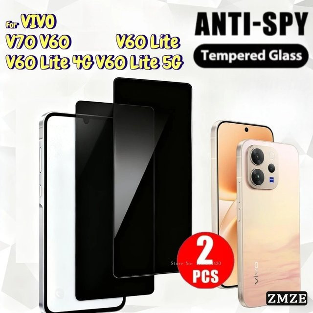 2 Stück Vivo V60 V70 Elite V70 FE Serie Anti-Spy Displayschutzfolie aus gehärtetem Glas für V60 Lite 4G und 5G - Bild 1