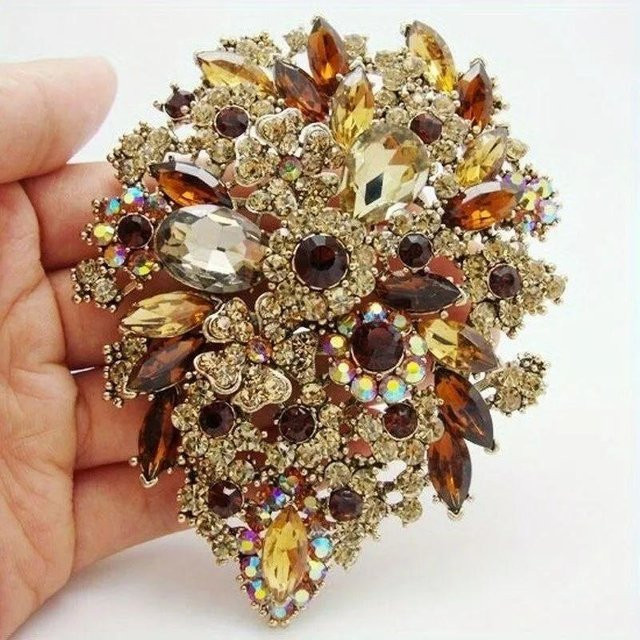 Issing Brosche, Diamantbesetzt, Damen, kaffeebraun - Bild 1