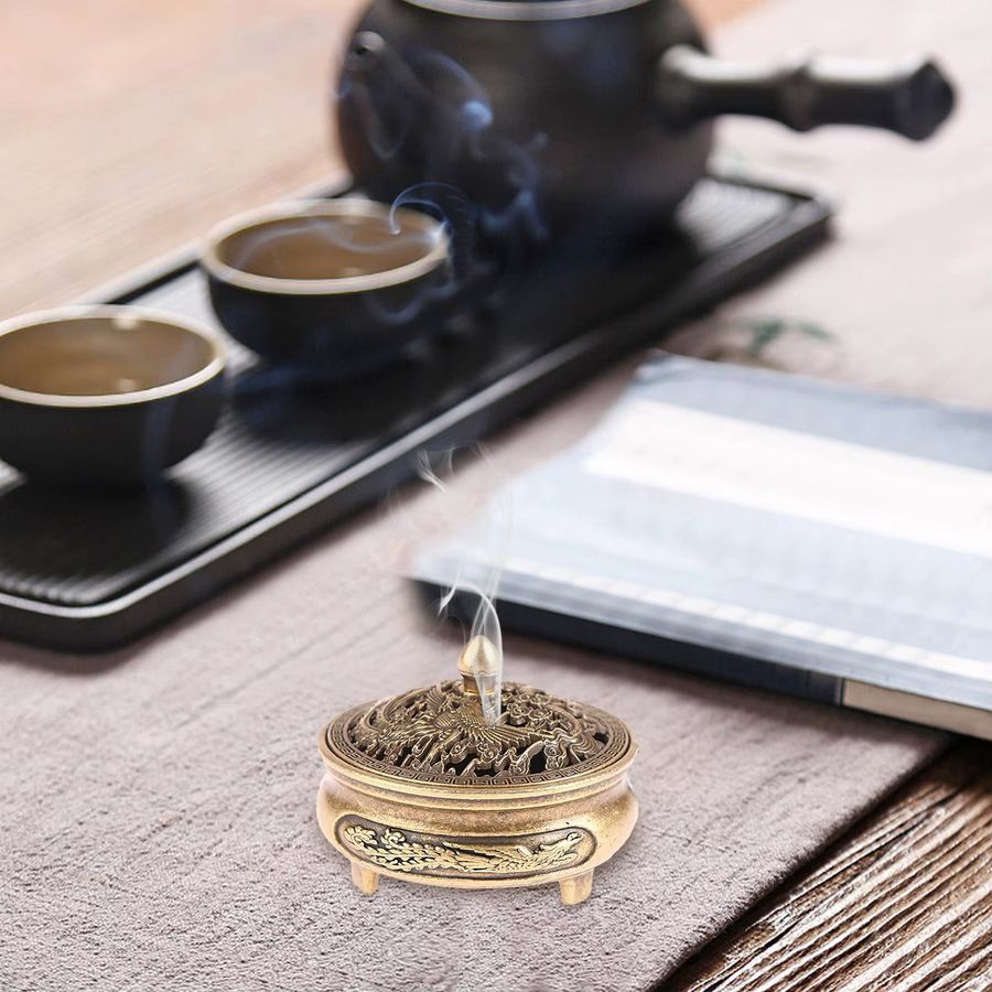 Longfeng Fingertip-Herd Weihrauchbrenner in Bronze mit antihaftbeschichtetem Pulvertablett für Aromatherapie - Bild 2