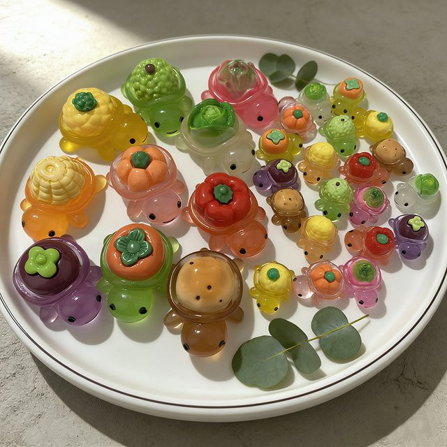 10 Stück leuchtende Cartoon-Schildkröten-Charms aus Harz in Multicolour als DIY-Bastelzubehör für Schreibtisch-Dekoration und Auto-Ornamente - Bild 1