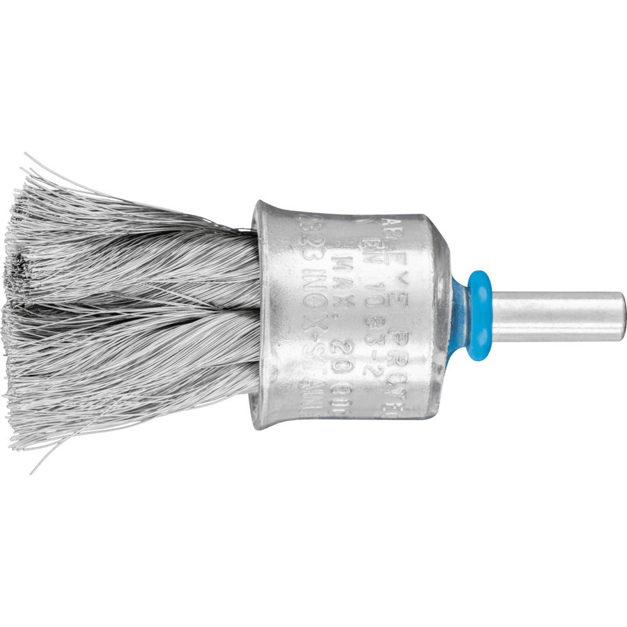 PFERD Pinselbürste PBG mit Kunststoffschutz, gezopft, Farbe: Silber, Material: Edelstahl, Durchmesser: 23 mm, Schaft-Durchmesser: 6 mm, Draht-Durchmesser: 0,15 mm - Bild 1