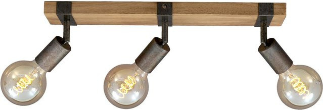 BRILONER Wand- und Deckenleuchte Vintage mit 3 verstellbaren Spots aus Holz und Gunmetal Metall, E27 - Bild 1