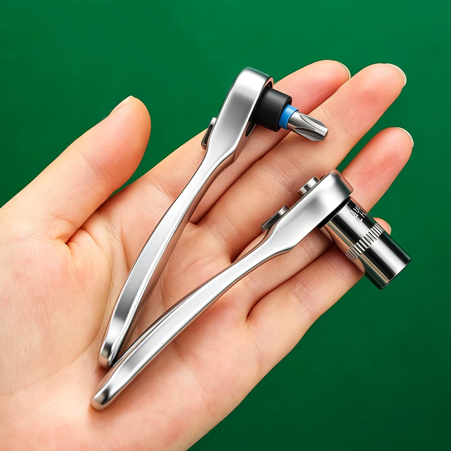 NIUXIANG Mini-Ratschenschlüssel 1/4 Zoll Antrieb aus Chrom-Vanadium-Stahl in Silber für Auto, Motorrad und Fahrrad Reparaturen - Bild 5