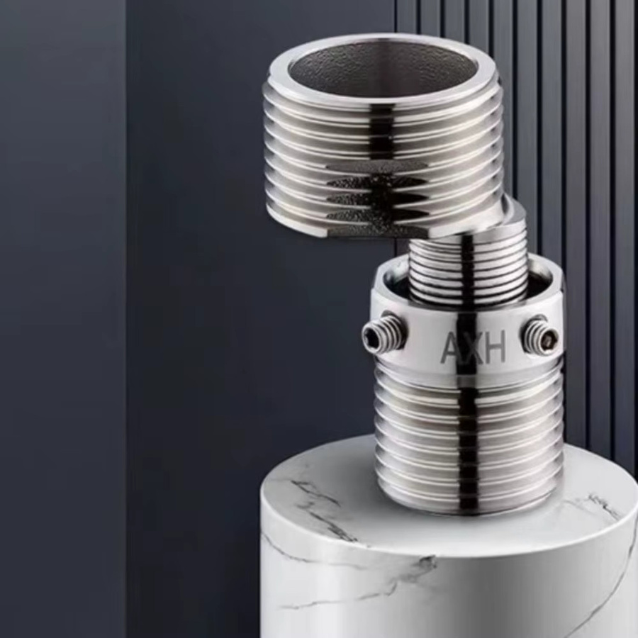 Abgewinkelter gebogener Duscharmatur-Adapter aus Edelstahl in Silber zur Wandmontage - Bild 3