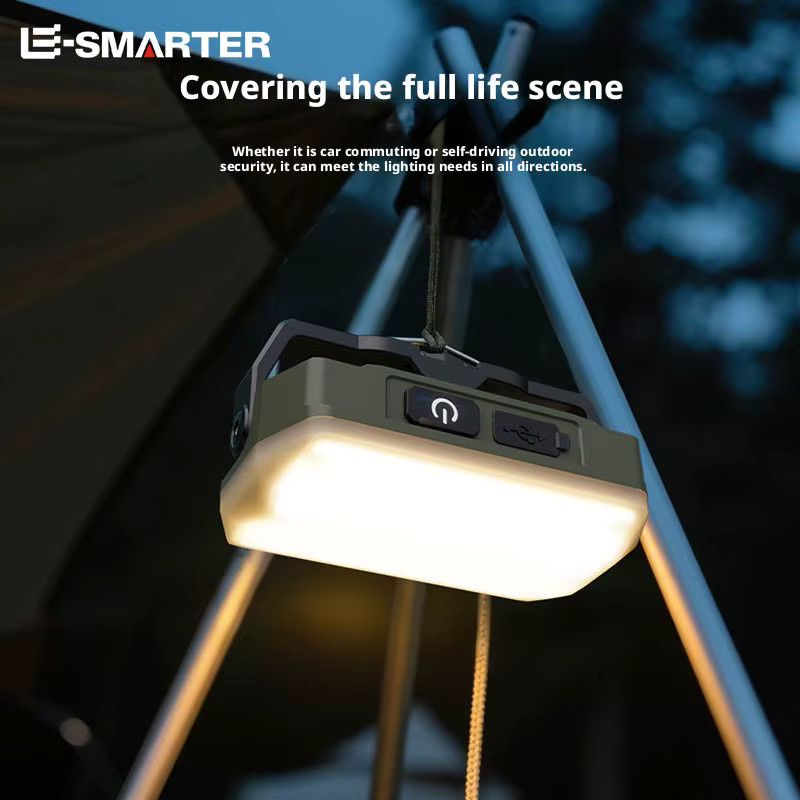 ESMARTER Tragbare Outdoor-Camping-Laterne mit Magnet, wiederaufladbare COB LED Arbeitsleuchte in Weiß - Bild 2
