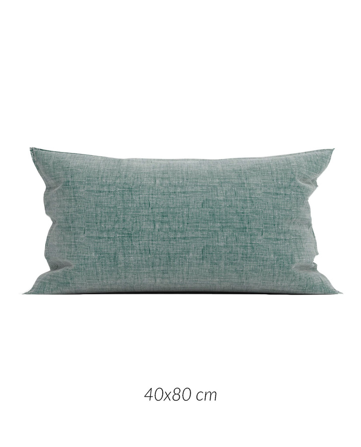 2 Stück Zo! Home Kissenbezüge aus Baumwolle Lino Emerald Green Grün meliert B/H: 40 x 80 cm - Bild 1