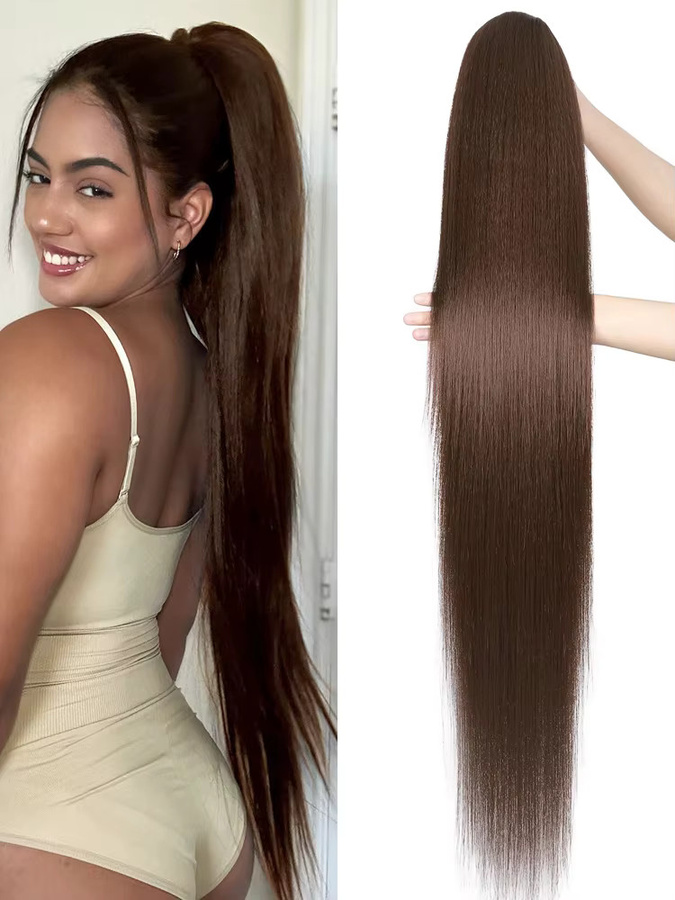 xbeauty Pferdeschwanz-Haarteile Echthaar, 4 Stück, mittelbraun, Damen - Bild 7