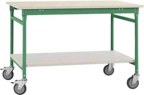 Manuflex BB5311.6011 BASIS Beistelltisch mobil mit Melamin-Platte und Zwischenboden in Resedagrün, B/T/H: 100 x 60 x 85 cm - Bild 1
