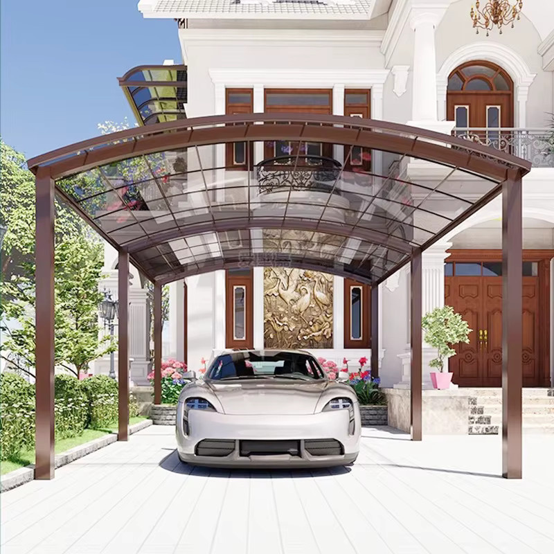VillaShelter Carport Baldachin aus Aluminiumlegierung in Grau mit gebogenem Design - Bild 5