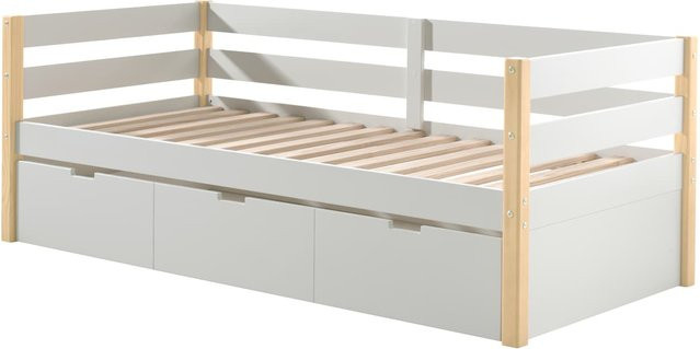 Vipack Kojenbett Margrit für Kinder in Weiß lackiert mit Umrandung, Rolllattenrost und Bettschublade, Liegefläche B: 90 cm, T: 200 cm - Bild 1
