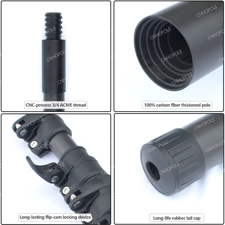 CNHOPOLE Teleskopisches Fensterreinigungsbürstensystem aus Carbonfaser mit Mikrofasermopp zur Reinigung von Solarpanels und Fenstern - Bild 2