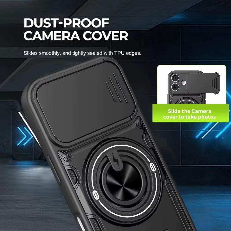 Magnetische Schutzhülle für iPhone 17 Pro Max und iPhone 16 Pro Max mit 360 Grad drehbarem Ständer und Linsenschutz in Orange - Bild 4