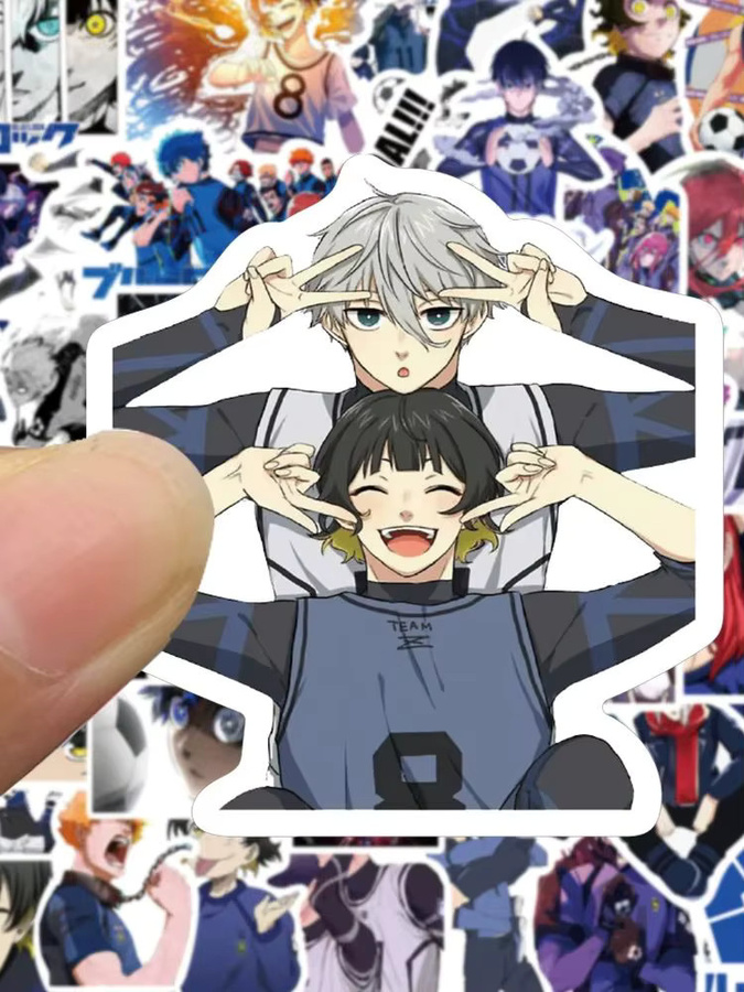 50-teiliges Anime-Fußball-Aufkleber-Set in Blau und Multicolour für DIY-Handwerk und Journaling - Bild 5