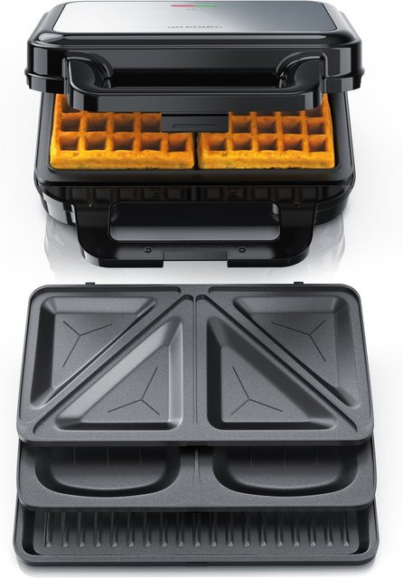 Arendo 3-in-1 Sandwichmaker mit 900 W, Cool Touch, Antihaftbeschichtung und BPA-frei, Schwarz - Bild 1