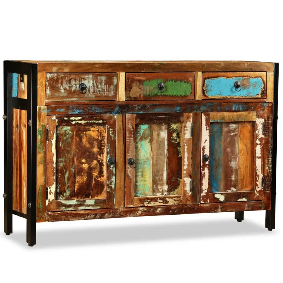 vidaXL Sideboard aus Massivholz im Retro-Design, B/T/H: 120 x 35 x 76 cm - Bild 2