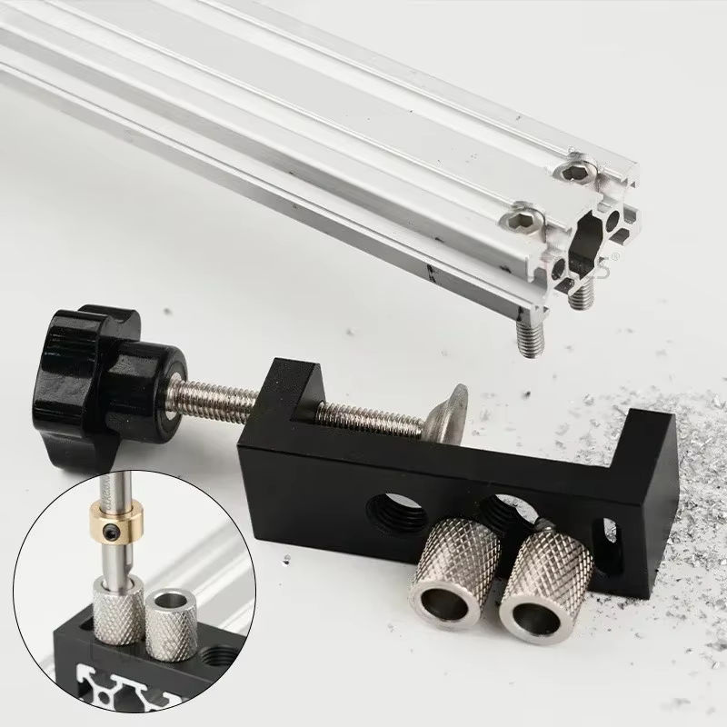 LTOOLS Aluminiumprofil-Bohrlehre für die Serien 20/30/40 in Schwarz – Universelles DIY-Werkzeug für präzise Lochstanz- und Senkerführung - Bild 2