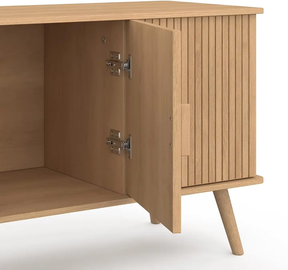 IDMarket Anrichte Juliette in Beige mit 3 Türen und Latten im skandinavischen Design, Breite: 110 cm - Bild 2