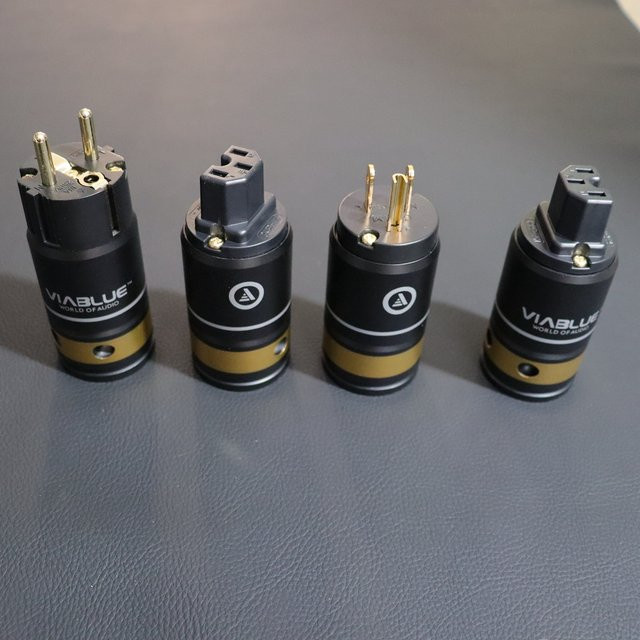 VIABLUE T6S HiFi Audio Netzkabel vergoldet in Schwarz mit EU/US-Stecker für DIY Hi-End Anwendungen - Bild 1