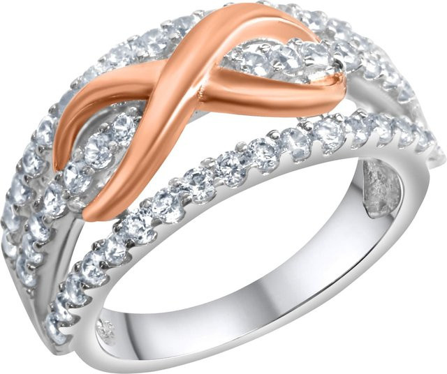 Zeeme Ring 925 Silber, Bicolor, Unendlichkeits-Motiv, Damen - Bild 1