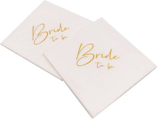 Bride To Be Papierservietten für Junggesellinnenabschied und Hochzeitsdekoration, Weiß, 1 Beutel - Bild 1