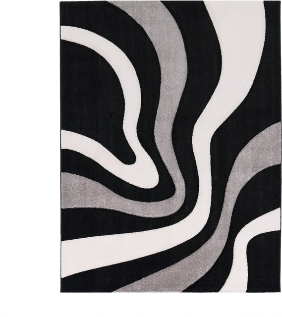 Moderner Teppich Diamora in Schwarz mit Hoch-Tief-Effekt, B: 120 cm, T: 170 cm - Bild 1
