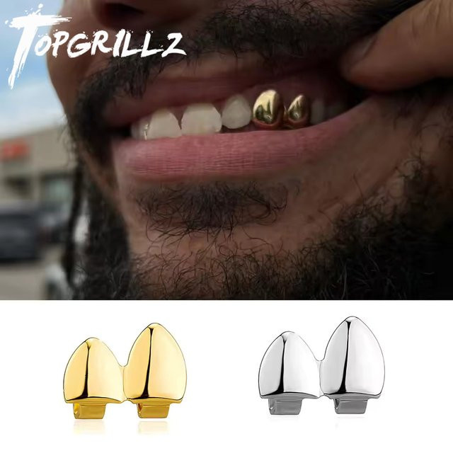 TOPGRILLZ Grillz, Gold Silber Farbe, Bicolor, Unisex - Bild 1