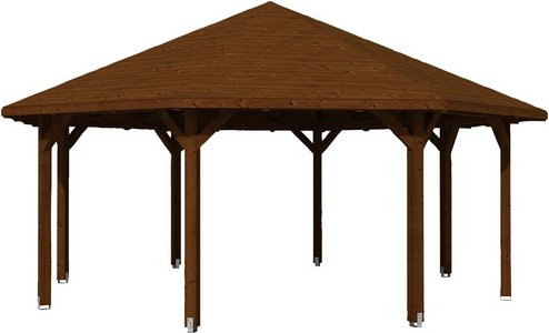 SKANHOLZ Pavillon Nice 4 aus Leimholz mit Zeltdach in Nussbaum Braun, B/T/H: 630 x 630 x 365 cm - Bild 1