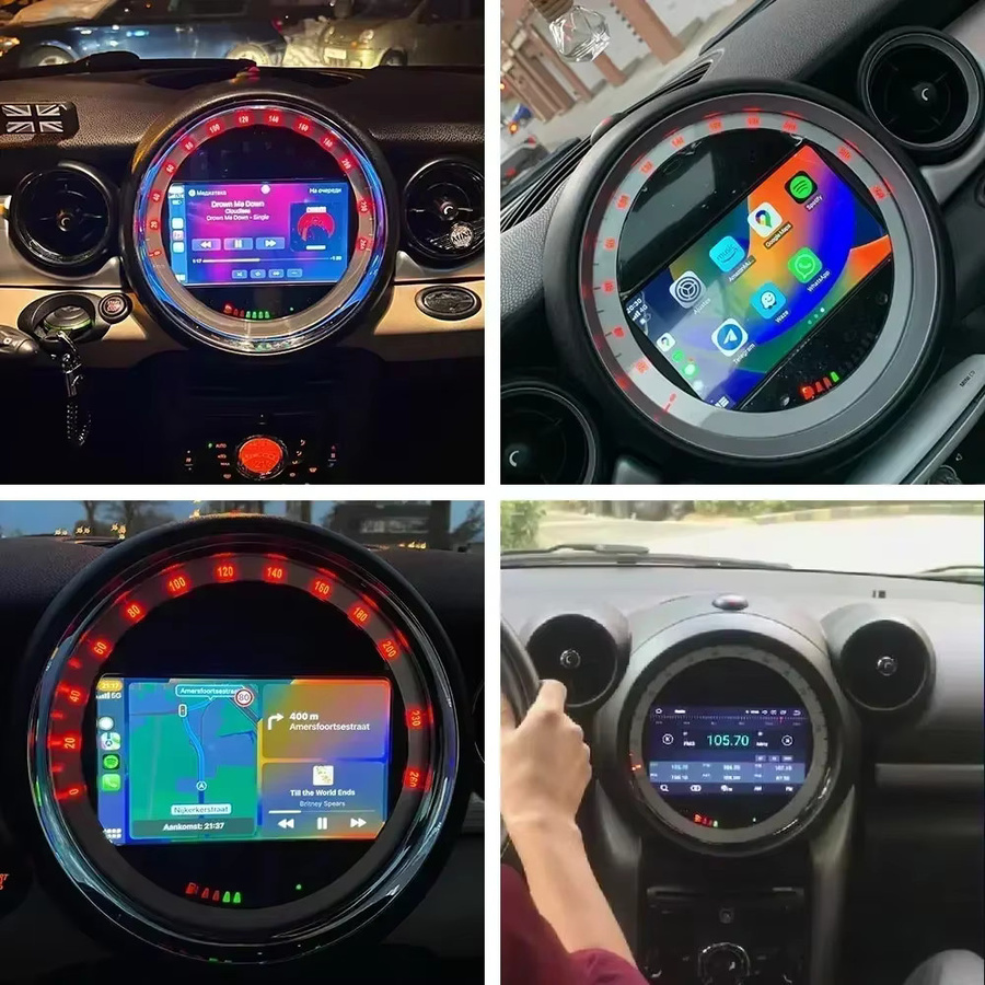 SZCHSTEK Android 14 Kabelloses CarPlay Multimedia-System mit GPS und WIFI für BMW Mini Cooper S Clubman R55 Clubvan R56 Cabrio R57 Coupe R58 R59 in Schwarz - Bild 5