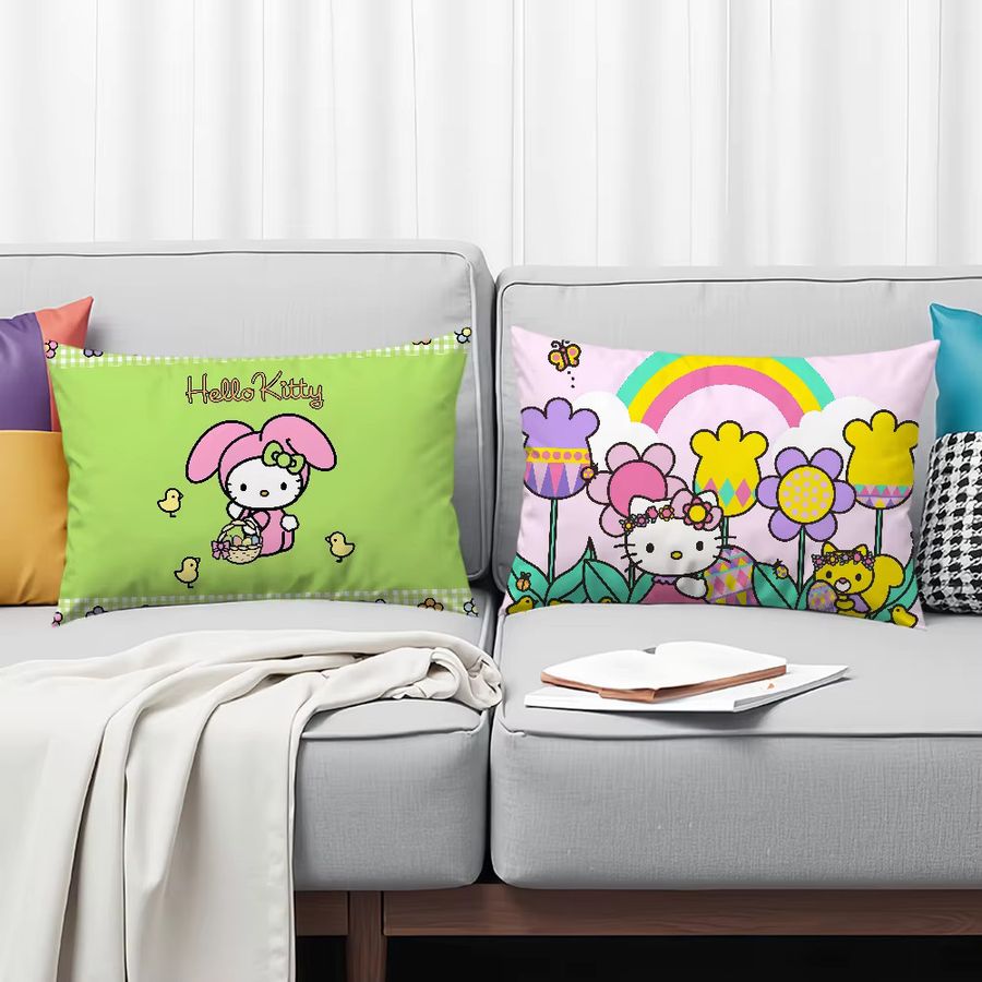 Sanrio Hello Kitty Kawaii Kissenbezug mit Cartoon-Katzenmotiv, rechteckig, multicolor - Bild 2