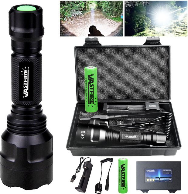 VASTFIRE LED-Taschenlampen-Set aus Aluminiumlegierung in Weiß, Grün und Rot für Outdoor, Camping und Angeln - Bild 1