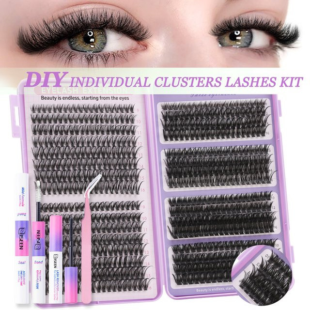 ISEEN DIY Wimpernverlängerungsset, 640 Stück, D-Locken, Unisex - Bild 1