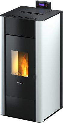 FREEPOINT Pelletofen Tesis 23 wasserführend in Anthrazit und Weiss aus Stahl mit App-Steuerung und Wifi - Bild 1