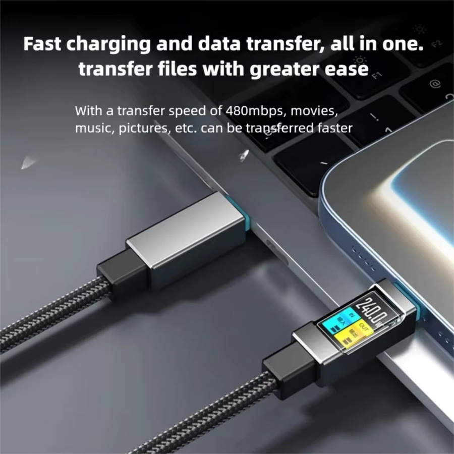 PD 240W USB Typ-C auf USB-C Ladekabel in Schwarz für iPhone, Samsung, Xiaomi und Huawei - Bild 3